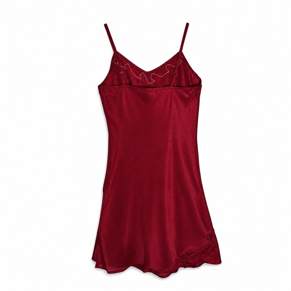 Chaudry Kaftan Slip Dress Small Red Embroidered Mesh Flowy Sleeves Beaded Boho - Picture 5 of 15